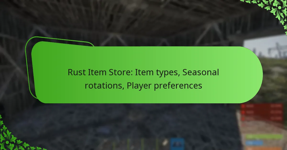 Rust Item Store: Item types, Seasonal rotations, Player preferences