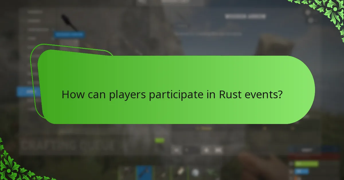 How can players participate in Rust events?